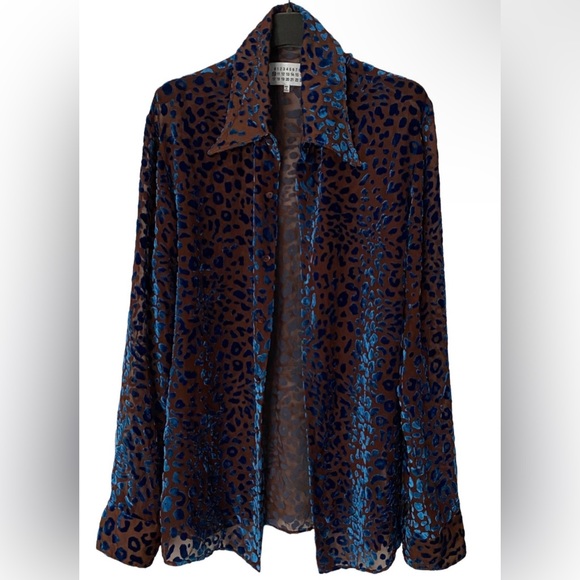 BNWT Maison Martin Margiela SS19 Velvet Leopard Silk Devoré Shirt - Picture 1 of 6